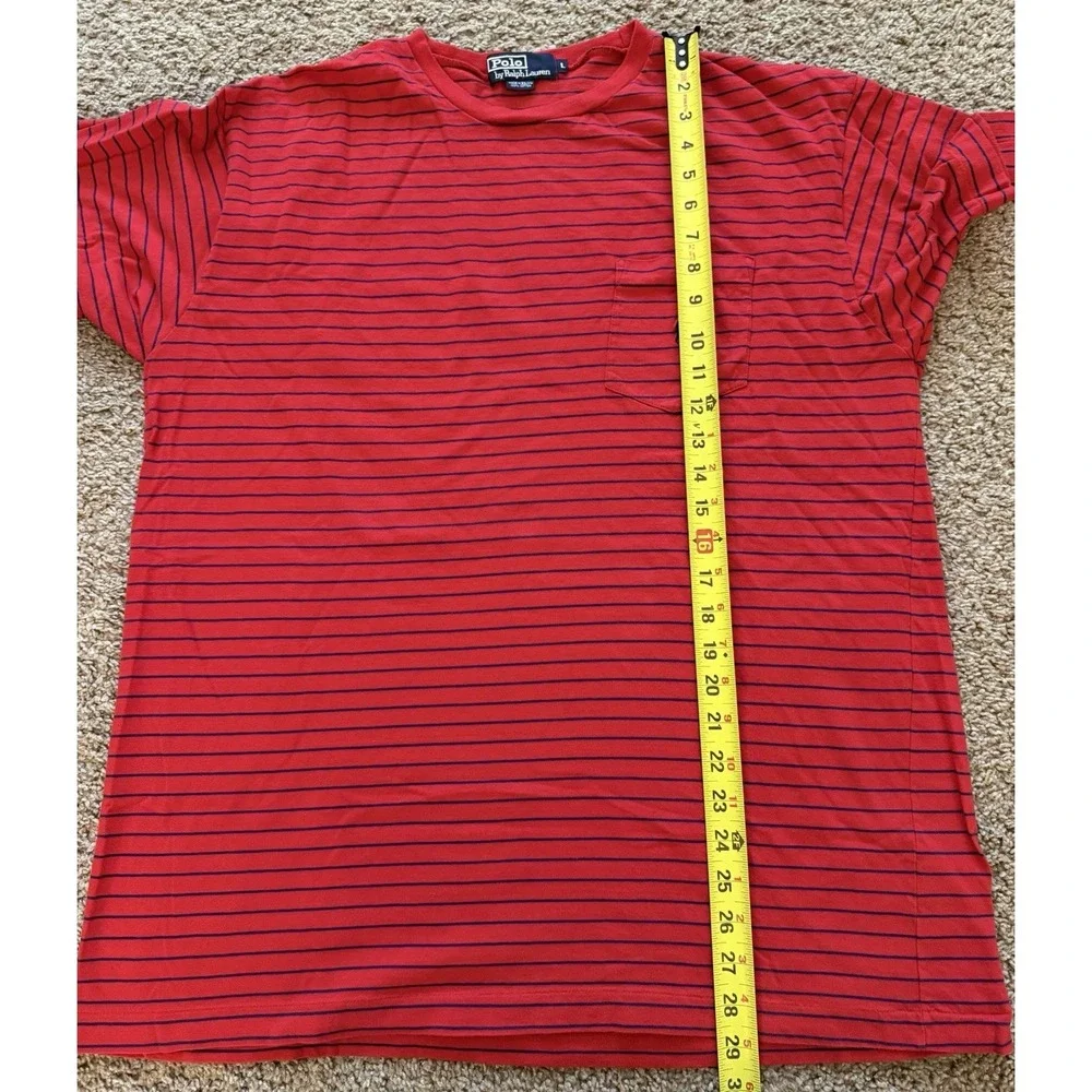 VTG Polo Ralph Lauren Men's Striped T Shirt Red Blue Stripes Size Large